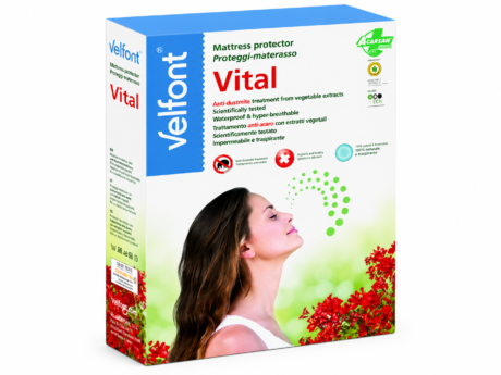 Velfont Anti-dust Vital mattress protector with waterproof breathable anti-mite fitted cover packaging