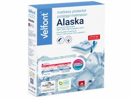 Velfont Thermo Alaska mattress protector with thermo-regulating breathable cotton fitted sheet packaging