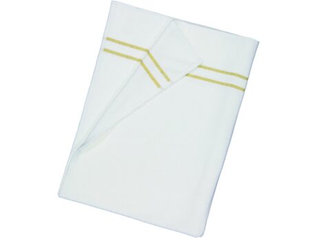 Feiler La Glamour chenille towel in white with gold stripe detail
