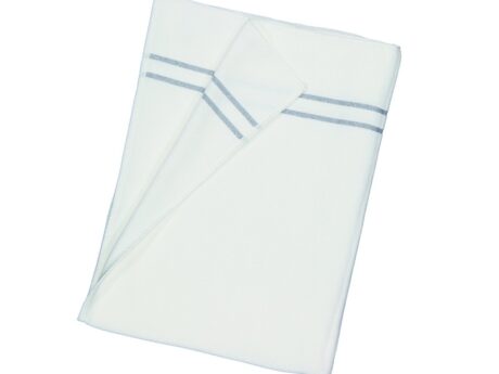 Feiler La Glamour chenille towel in white with silver stripe detail