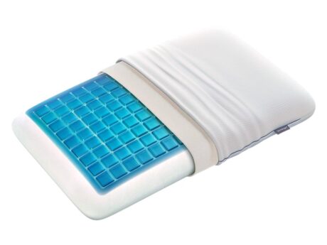 Technogel Pixel Deluxe pillow showing cooling blue gel grid core and ergonomic support design