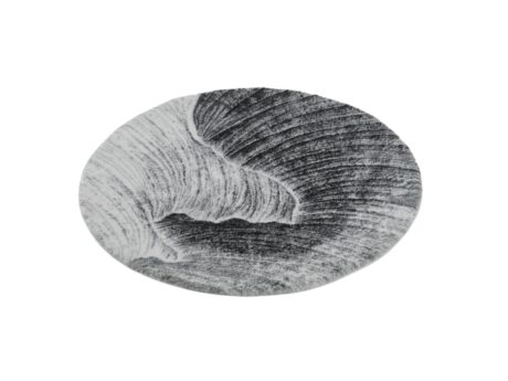 Abyss & Habidecor Yoji luxury round bath mat with abstract black, grey and ivory cotton design