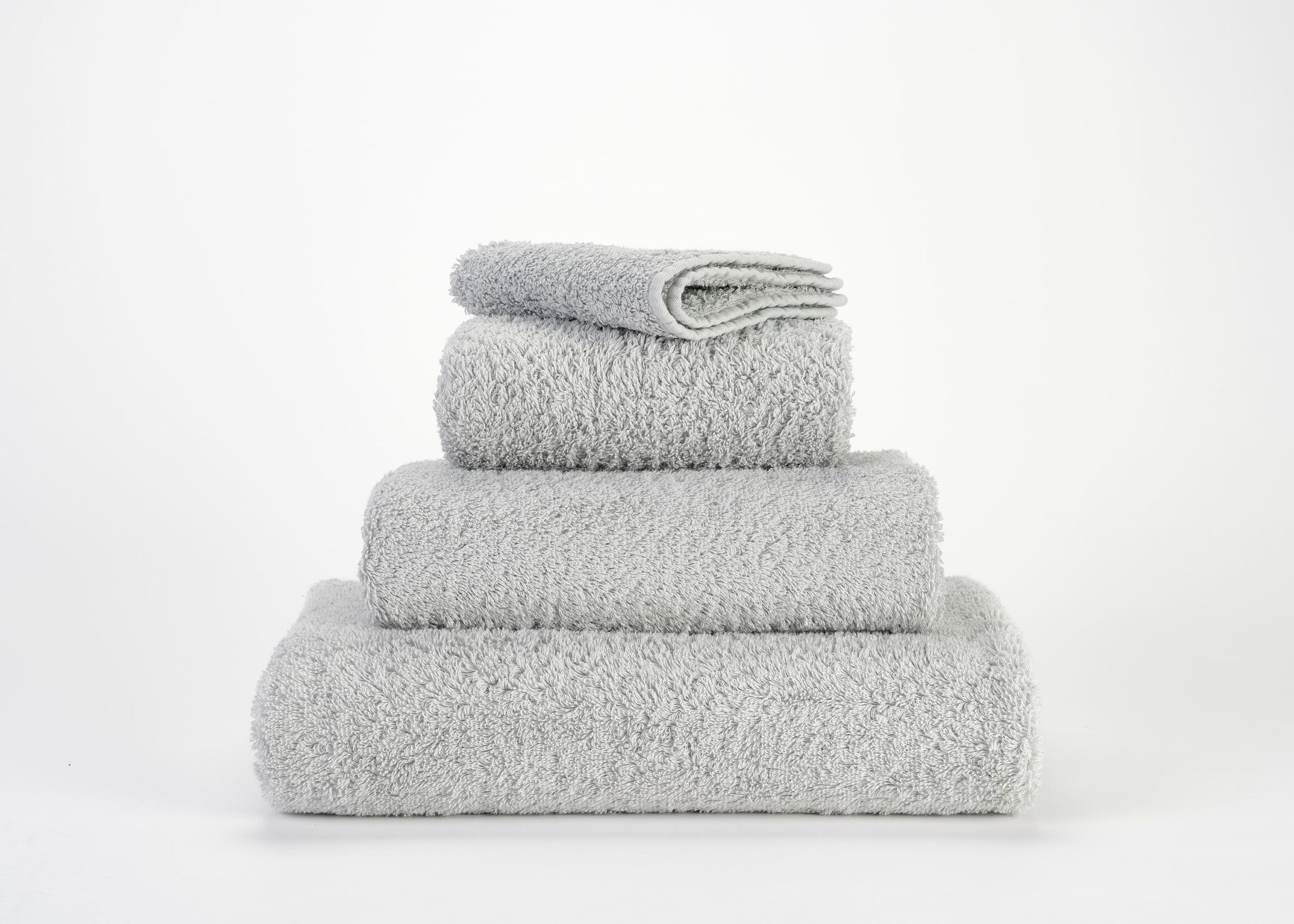 Abyss & Habidecor Super Pile 992 grey cotton towel stacked