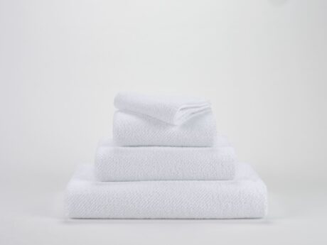 Abyss & Habidecor Twill 100 luxury white cotton towel set stacked