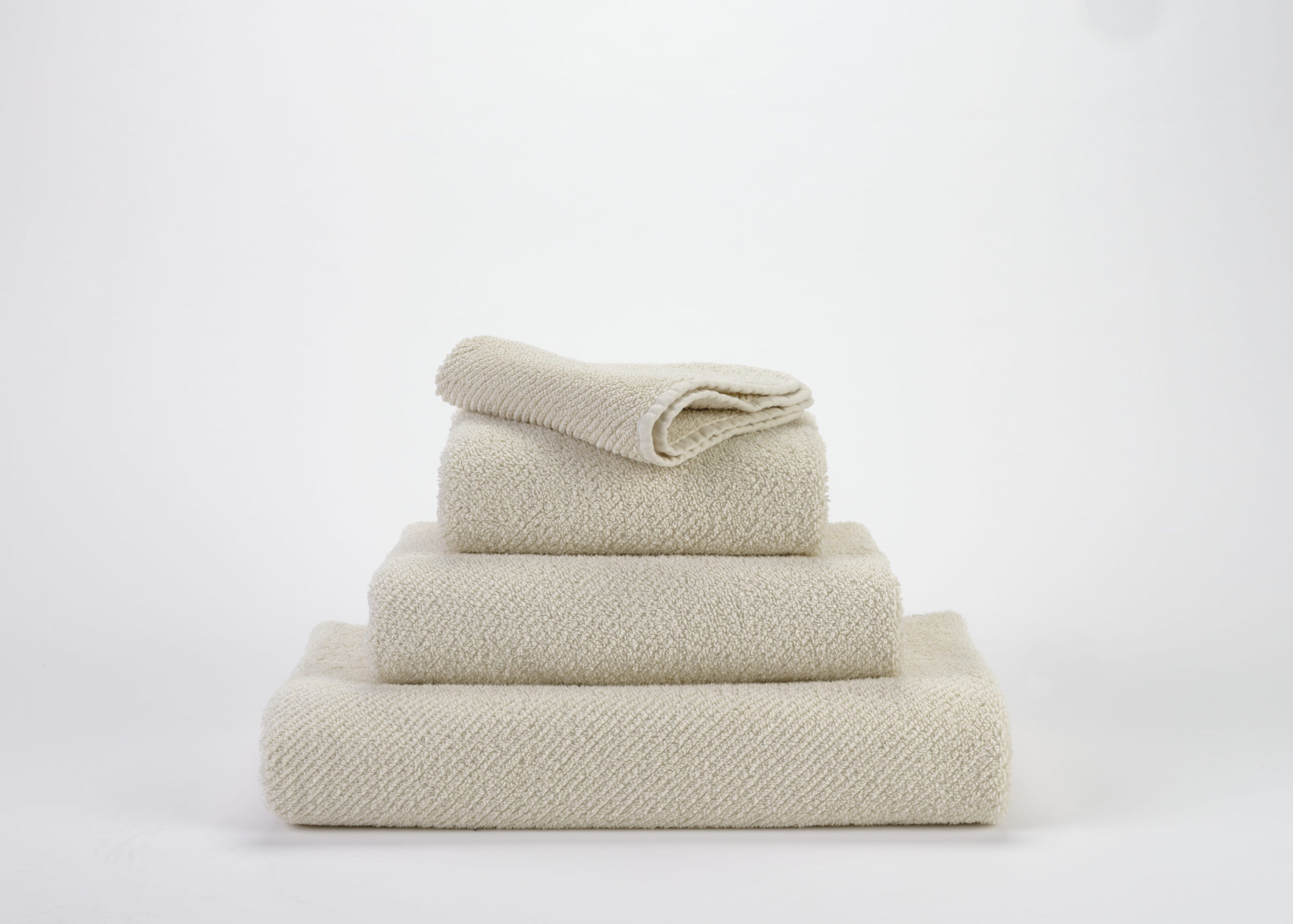 Abyss & Habidecor Twill 101 Ivory luxury Egyptian cotton towels stacked set