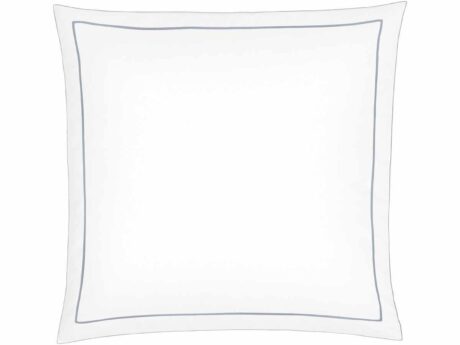 Christian Fischbacher Satin Premium pillowcase in white Egyptian cotton satin with fine grey embroidered border frame detail