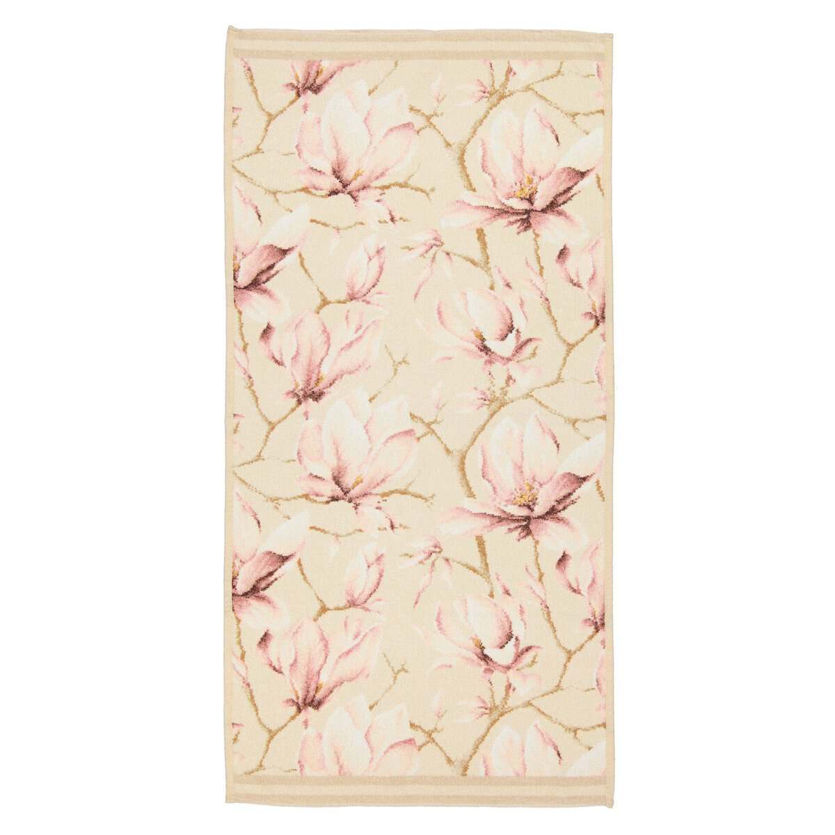 Feiler Belle Fleur towel kiesel magnolia blossom pink chenille pattern