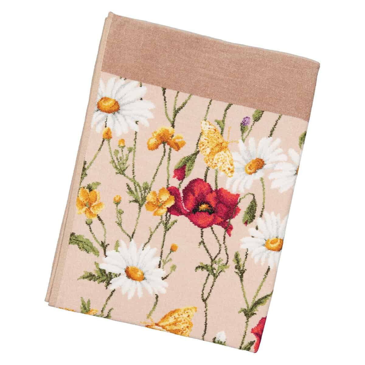 Feiler Daisy Field Beige Towel - Image 2