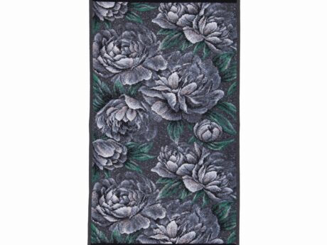 Feiler Dark Peony hand towel grafit 50x100 peony pattern chenille border
