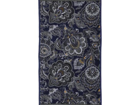 Feiler Djamal towel navy blue Jacobean paisley floral chenille pattern