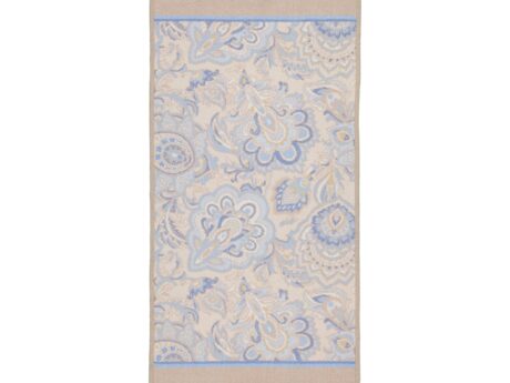 Feiler Djamila towel kiesel pebble paisley floral blue cream chenille