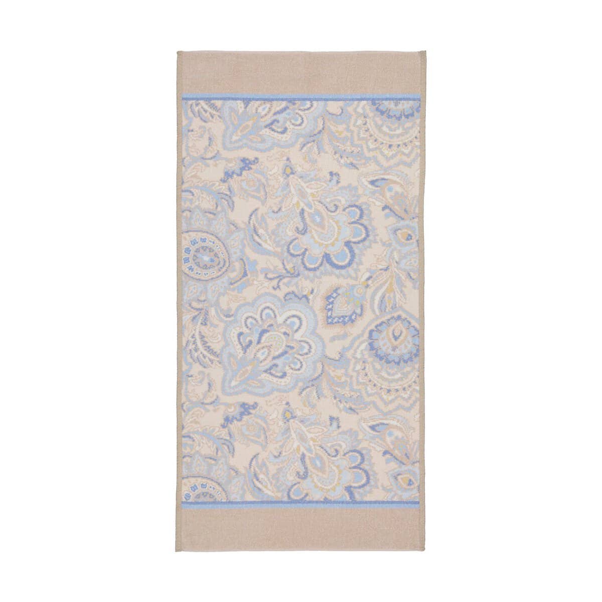 Feiler Djamila towel kiesel pebble paisley floral blue cream chenille