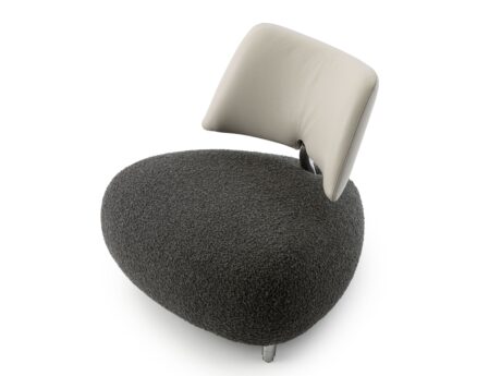 Leolux Pallone PA armchair charcoal bouclรฉ cream leather overhead view