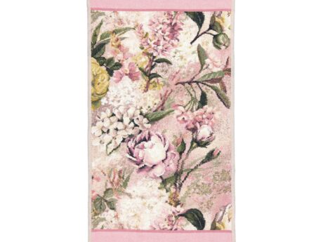 Feiler Secret Garden towel puder altrosa pink rose peony blossom chenille
