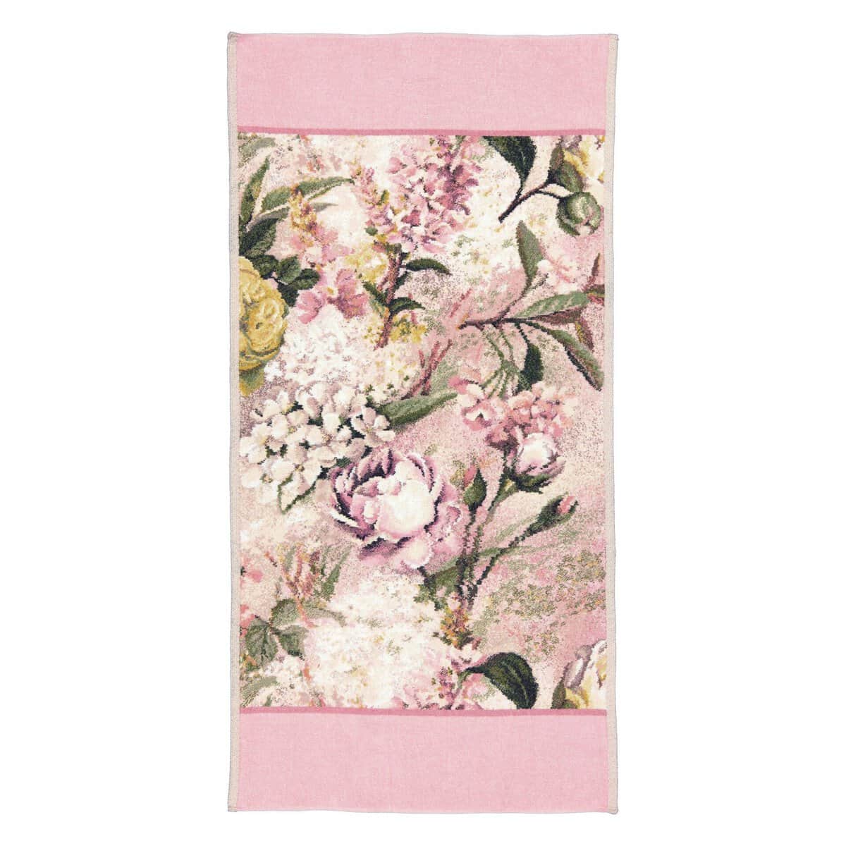Feiler Secret Garden towel puder altrosa pink rose peony blossom chenille