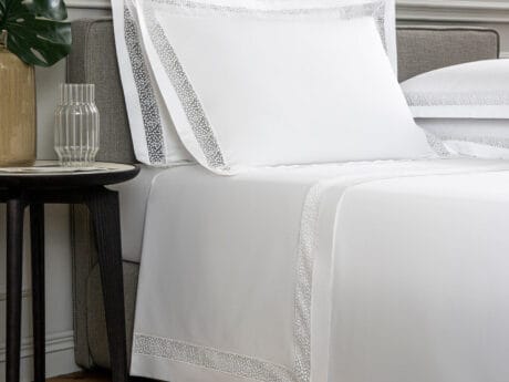 Frette Forever Lace bed linen in white with macramé lace, view 1
