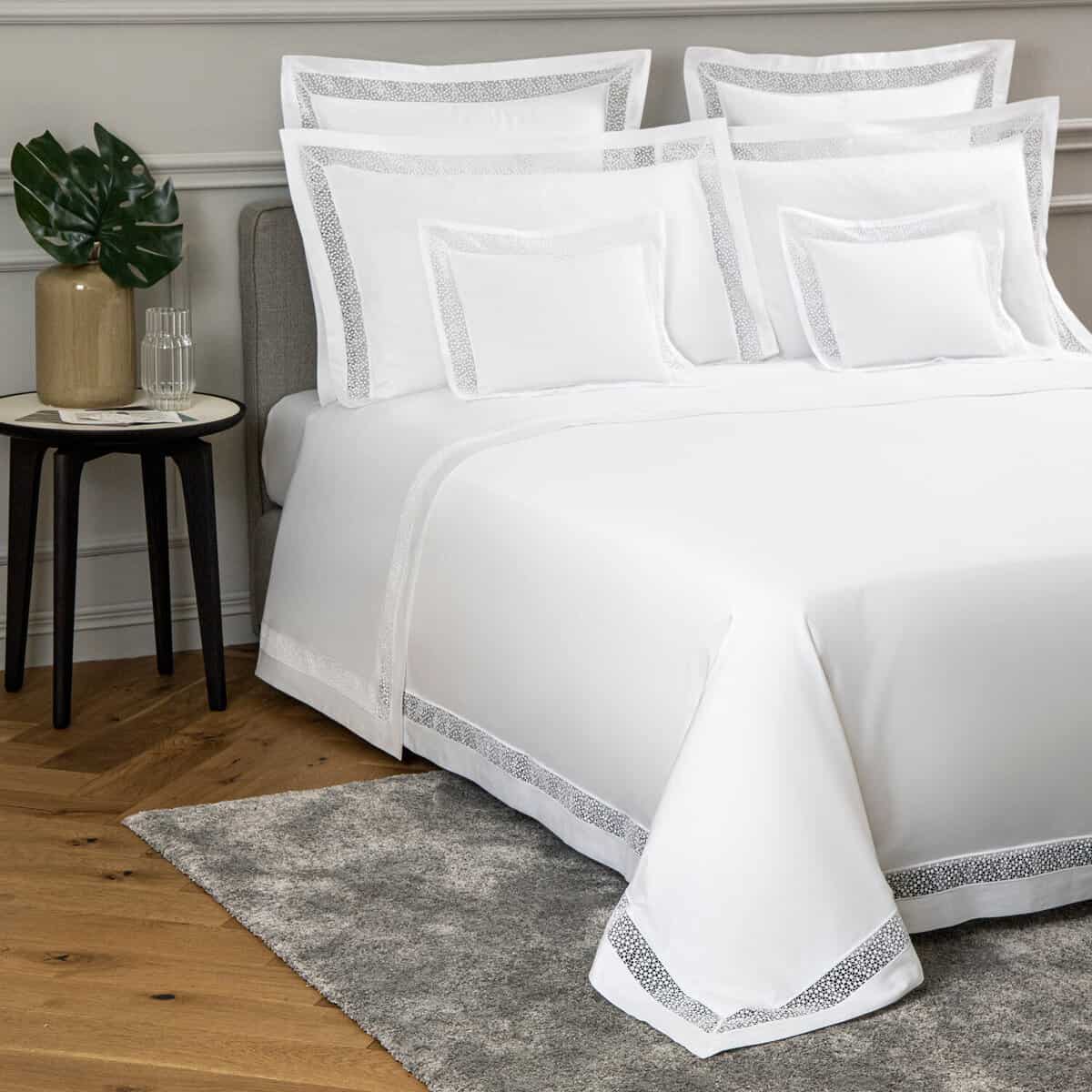 Frette Forever Lace bed linen in white with macramé lace, view 4
