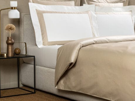Frette Forever bed linen set in light beige and beige, view 2