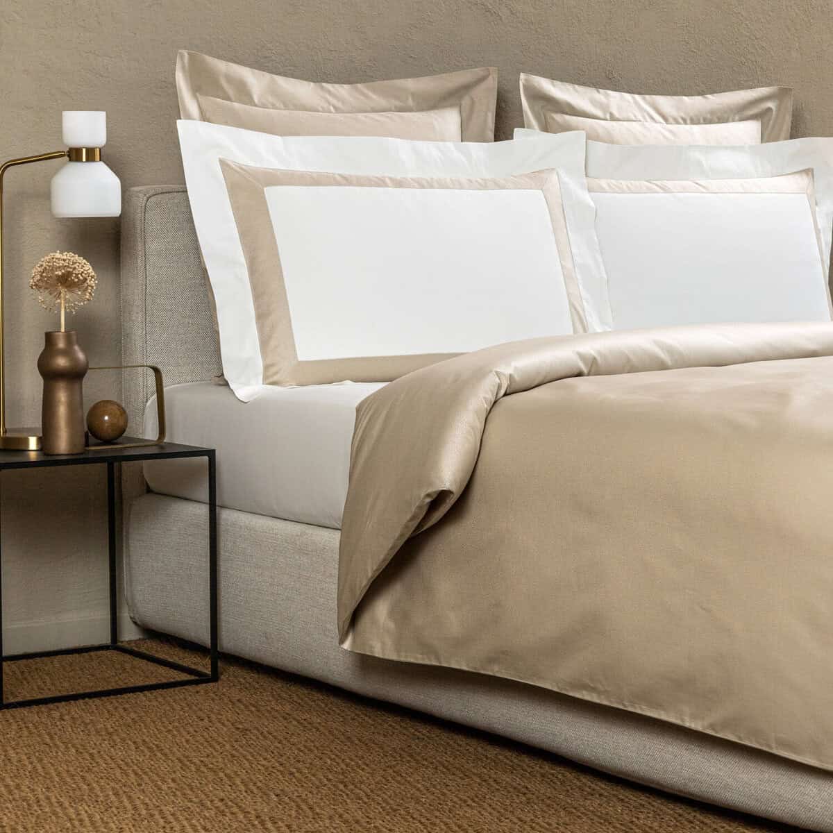 Frette Forever bed linen set in light beige and beige, view 2