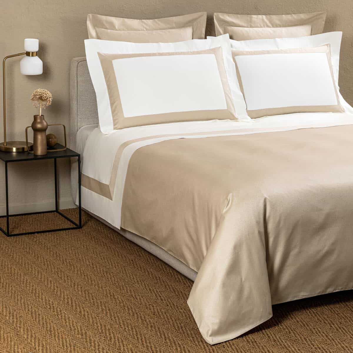 Frette Forever bed linen set in light beige and beige, view 4