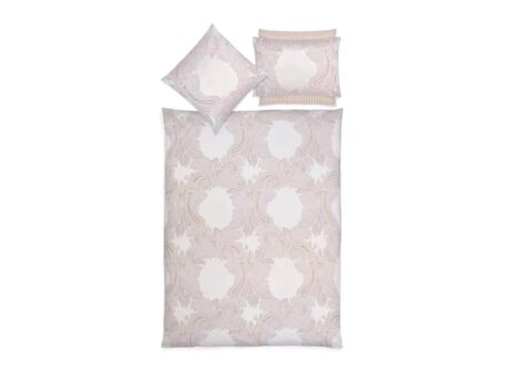 Christian Fischbacher Grace bed linen set with duvet cover and pillowcases in ivory Pima cotton satin with large-scale paisley damask print in soft grey and gold