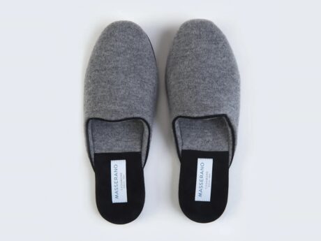Masserano Romeo Light Grey cashmere slippers