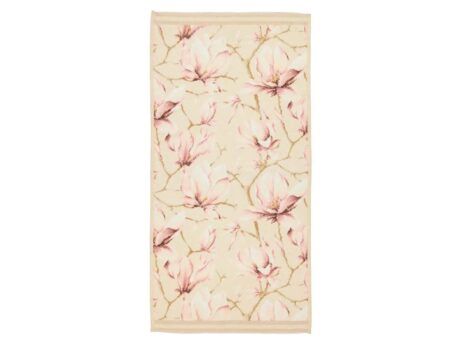 Feiler Belle Fleur towel kiesel magnolia blossom pink chenille pattern