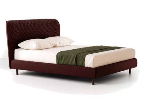 Bolzan Letti Corolle h.22 bed with quilted headboard, three-quarter view