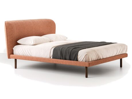 Bolzan Letti Corolle Plane h.8 bed with smooth headboard, three-quarter view