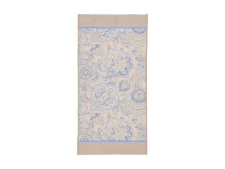 Feiler Djamila towel kiesel pebble paisley floral blue cream chenille