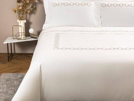 Frette Links Embroidery duvet cover with chain embroidery
