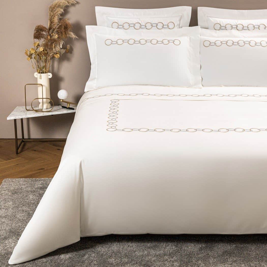 Frette Links Embroidery duvet cover with chain embroidery