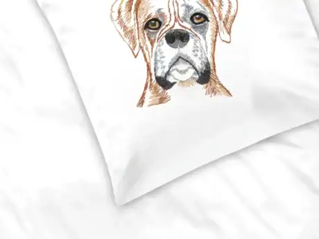 Graser Boxer embroidered cushion cover in white cotton satin