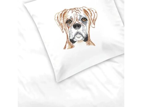Graser Boxer embroidered cushion cover in white cotton satin