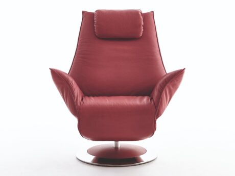 Koinor Safira recliner armchair in red leather, front view