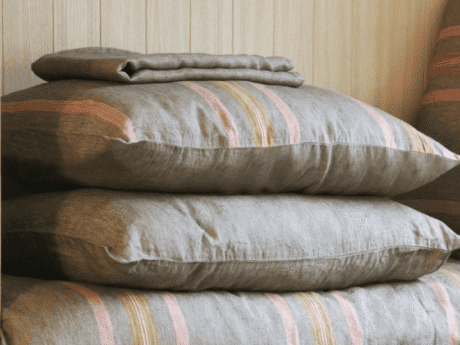 Libeco Nottinghill striped linen pillowcases, stacked