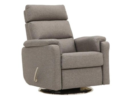 Pohjanmaan Atlanta Ergo recliner armchair on a swivel base, grey fabric