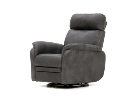 Pohjanmaan Pasadena Ergo recliner armchair on a swivel base, grey fabric