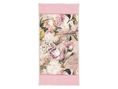 Feiler Secret Garden towel puder altrosa pink rose peony blossom chenille